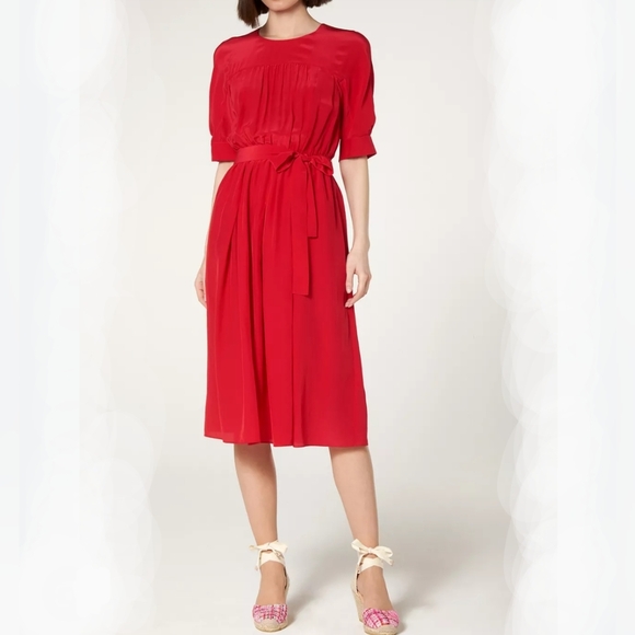 LK Bennett Red Midi Dress New With Tags - Picture 1 of 13
